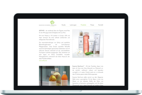 Feines und unaufdringliches Design für eine Kosmetikstudio-Website mit TYPO3
